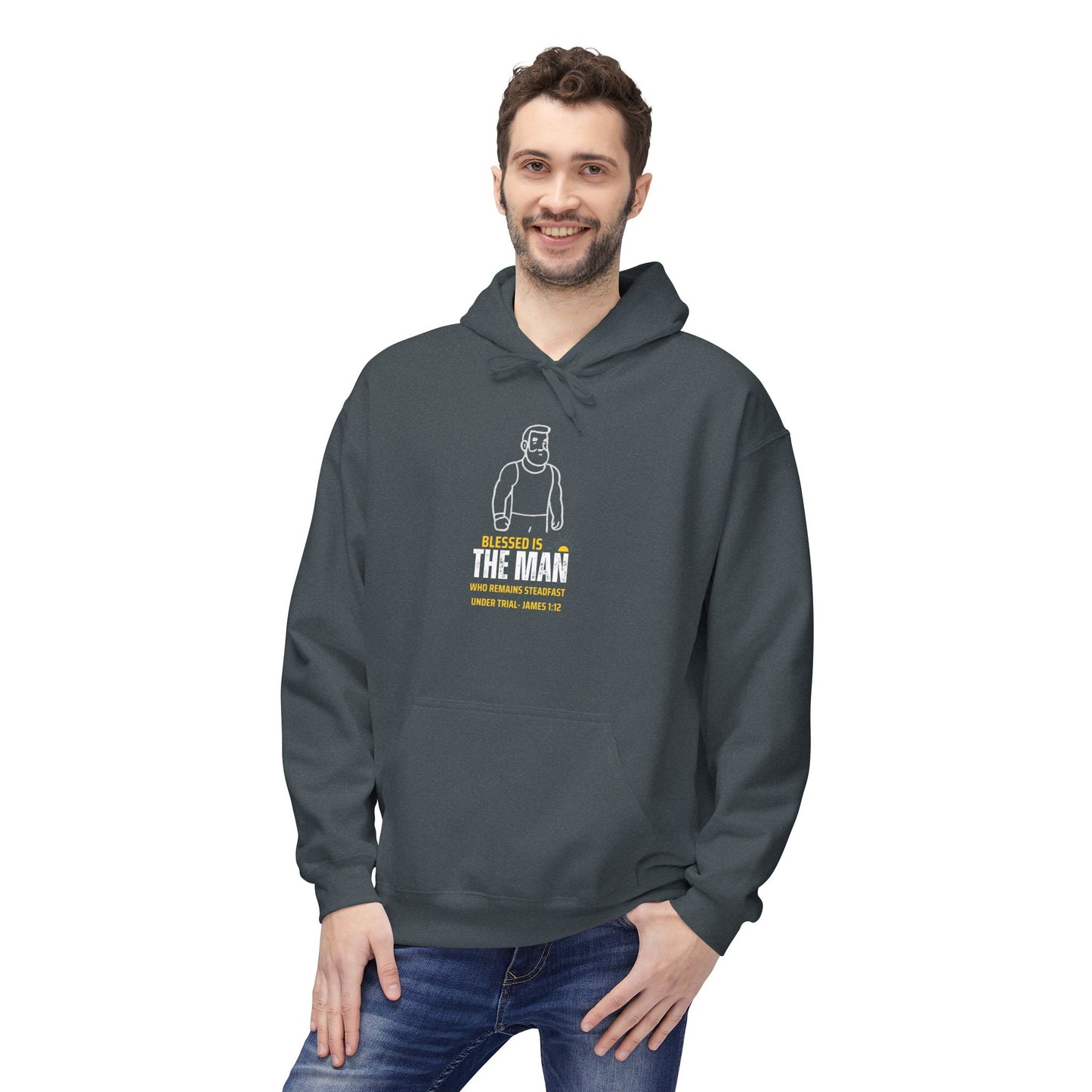 Blessed is the Man Fleece Hoodie - Bible Verse Inspirational Sweatshirt, Unisex Gift, Religious Clothing,