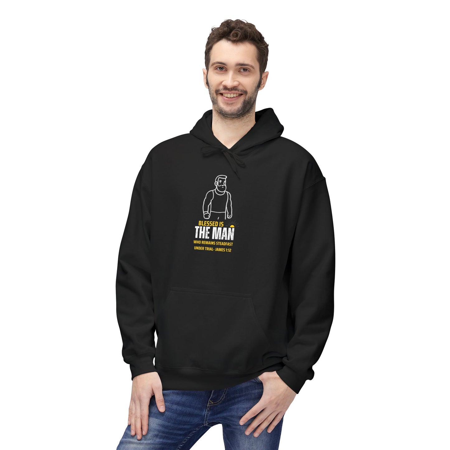 Blessed is the Man Fleece Hoodie - Bible Verse Inspirational Sweatshirt, Unisex Gift, Religious Clothing,