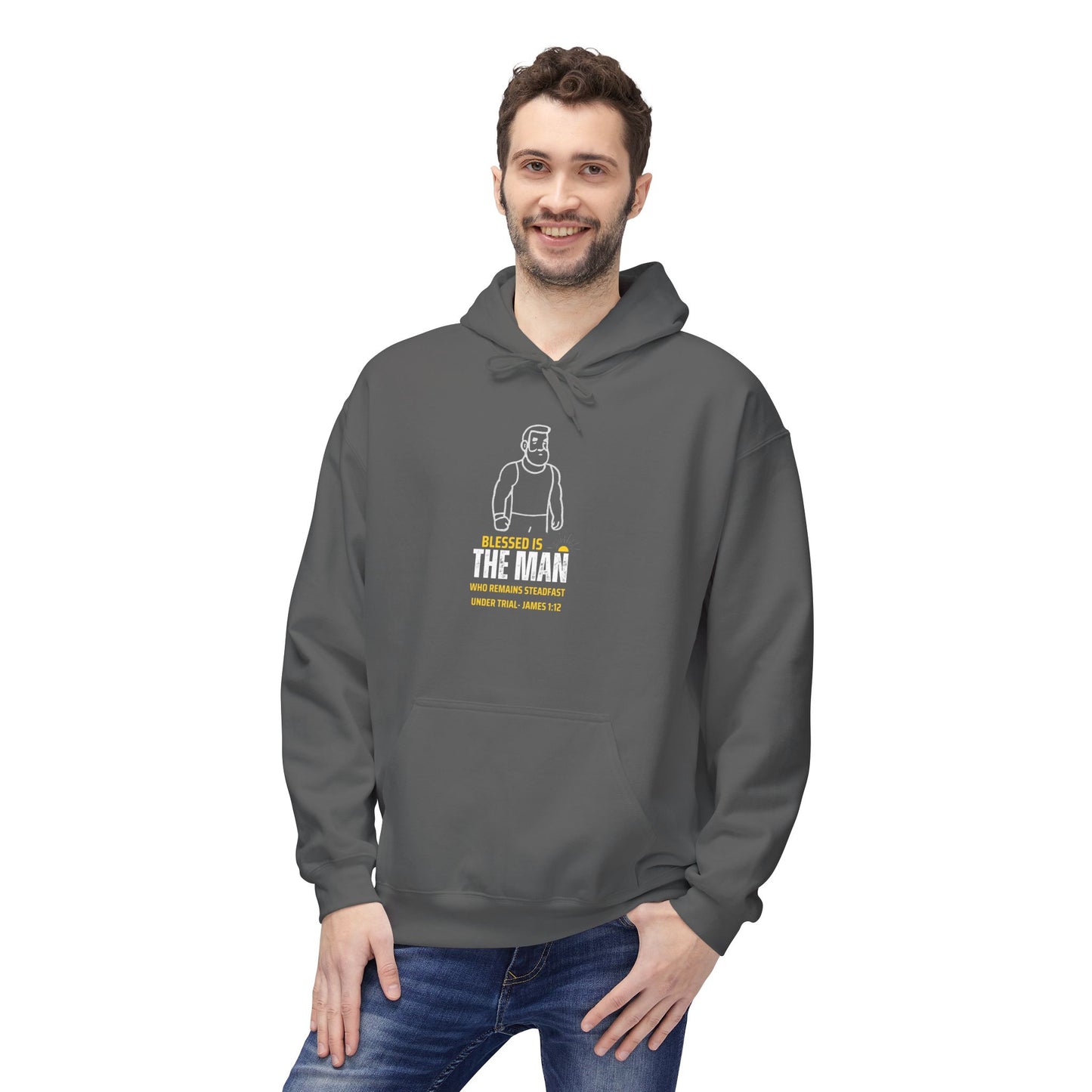 Blessed is the Man Fleece Hoodie - Bible Verse Inspirational Sweatshirt, Unisex Gift, Religious Clothing,